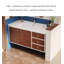 Meuble-lavabo en bois d'hévéa de style Bauhaus avec finition brune et lavabo en céramique