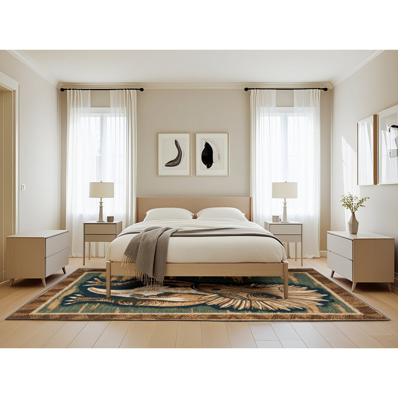 Tapis brun dinosaures lavable à la machine, Rectangle de 5 pi x 8 pi