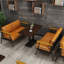 Banc rembourré en similicuir de style industriel-101079402