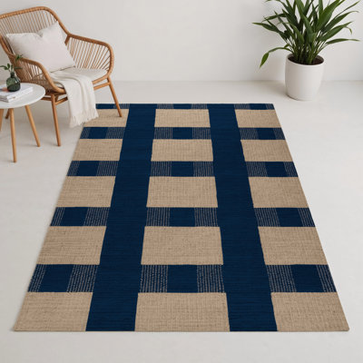 Tapis d'intérieur et d'extérieur à carreaux bleu