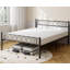 Cadre de lit plateforme en métal robuste avec tête et pied de lit - Design Iron-Art, sommier à lattes en acier, silencieux, sans sommier tapissier, rangement sous le lit de 35,5 cm - Noir, 2 places