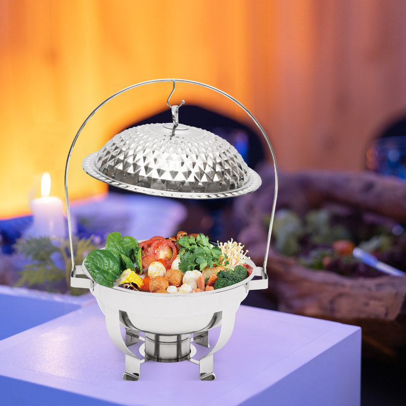 Réchaud 4,5L rond en acier inoxydable, Argent