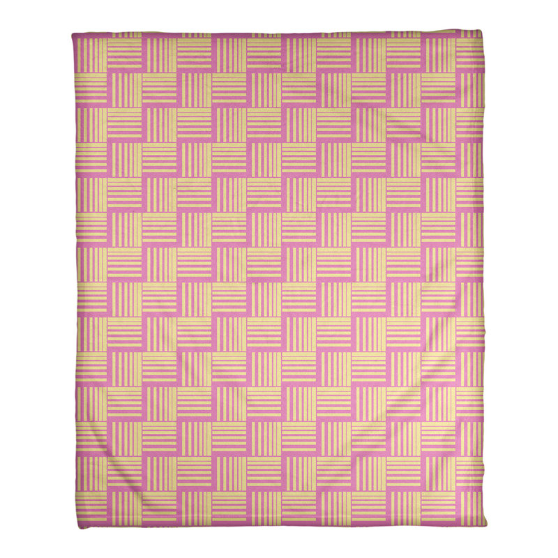 Couverture polaire à rayures classic basketweave, l 50 po x L 60 po, Rose / Jaune