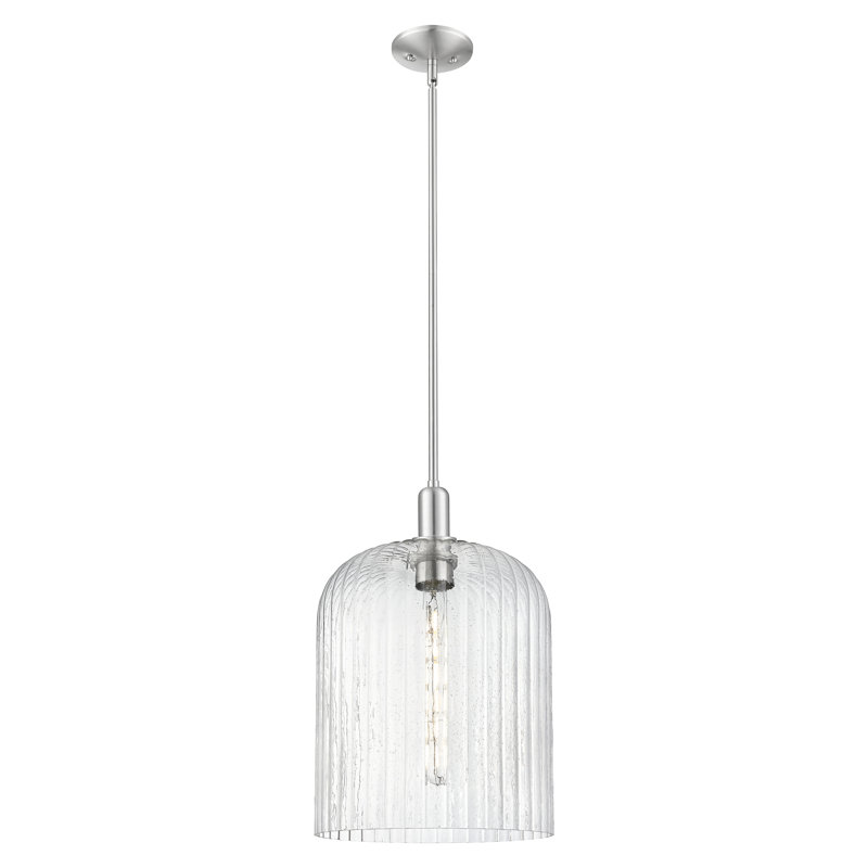 Downtown Urban - Voile de mariée - Mini-luminaire suspendu 1 tige, H 18 po x l 12 po x P 12 po, Grainé, Nickel satiné brossé