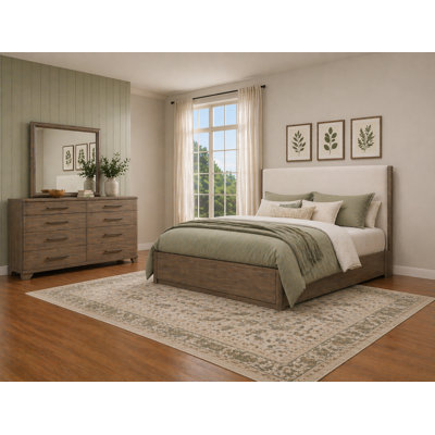 Ensemble de chambre à coucher moderne à panneau tapissier brun clair
