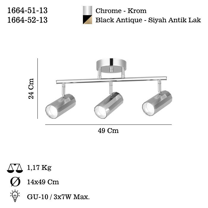 Sleek Chrome Chandelier with Metal Body, 9.4 x 9.4 x 9.4 inches | 3 x GU10 Max 7W Bulbs Included | Elegant Lighting Fixture for Modern Home Décor, Ideal for Living Room, Dining Area & Entryway | IP20 Rated