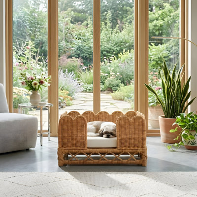 Lit pour chien en rotin naturel