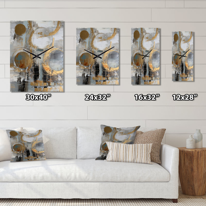 Janeisha - Horloge murale moderne Mid-Century, H 32 po x l 16 po x P 1 po
