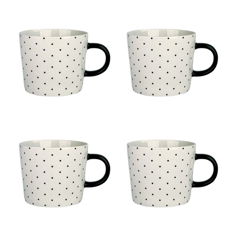 Oogle Polka Dot Mug 13 fl oz, Black/White
