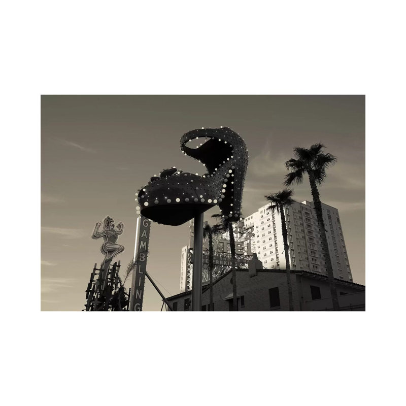 Low Angle View Of Neon Signs Of A Casino, Fremont Street, The Strip, Las Vegas, Nevada, USA by Panoramic Images - Wrapped Canvas Print