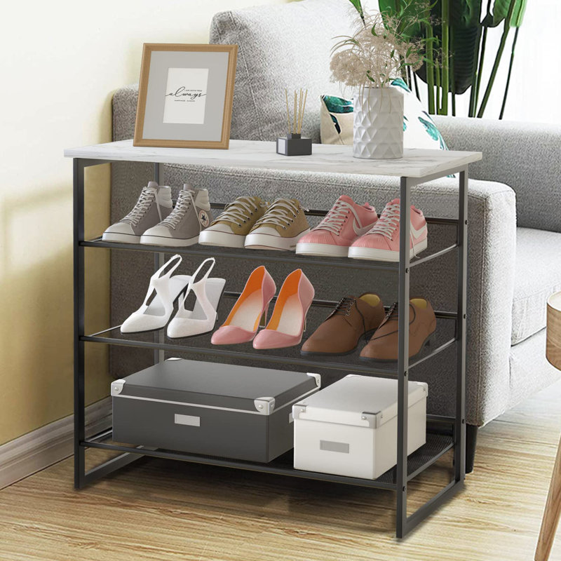 16 Pair Shoe Rack, White