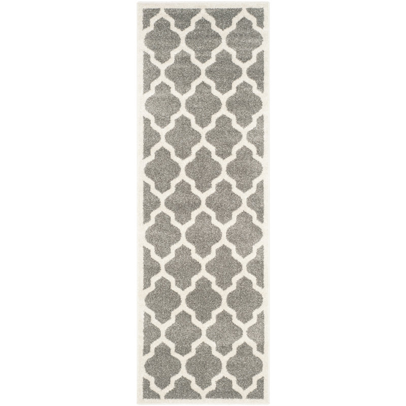 Tapis géométrique gris foncé / beige Ammundsen, Tapis de couloir 2 pi 3 po x 13 pi