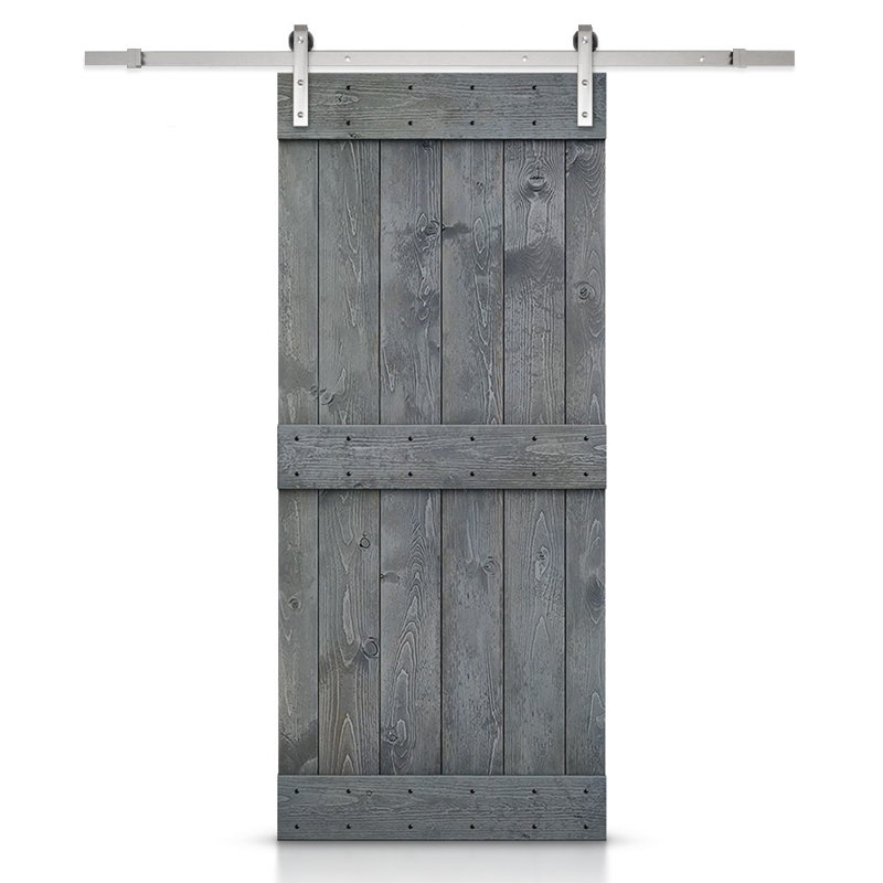Porte de grange à panneaux Mid-Bar Series, 36 po x 84 po, Gris anthracite, Acier inoxydable