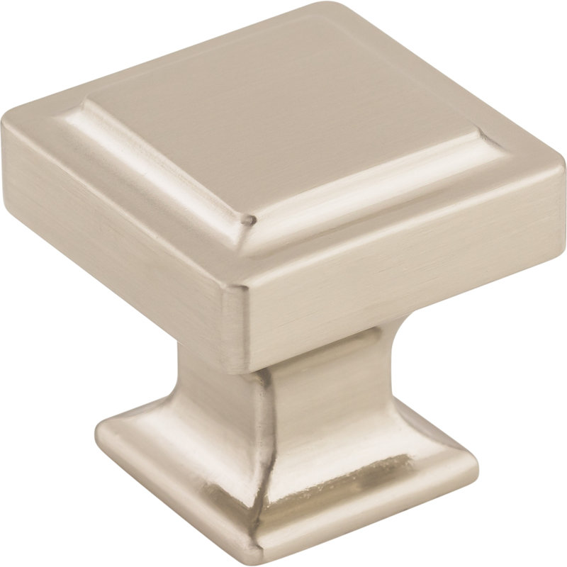 Ascendra Square Knob, Brushed Satin Nickel, 1" Length