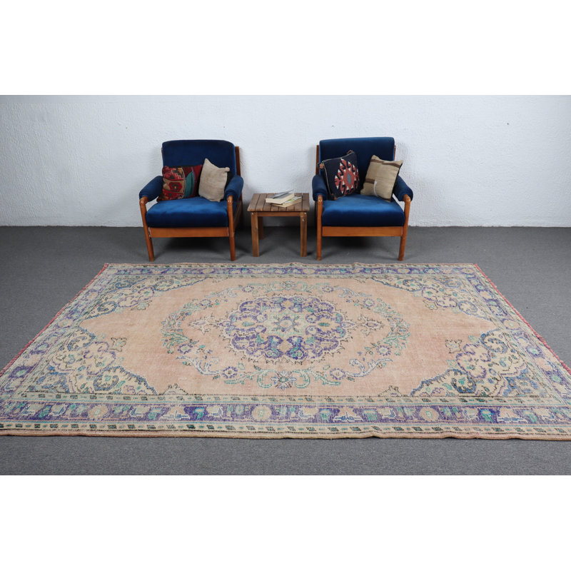 Grand tapis Oushak beige rétro - Cadeau idéal d'Anatolie turque pour le salon ou la chambre à coucher