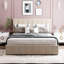 Lit plateforme tapissier beige pour grand lit avec rangement hydraulique pour améliorer l'esthétique de la chambre à coucher-1488824159-1488824144