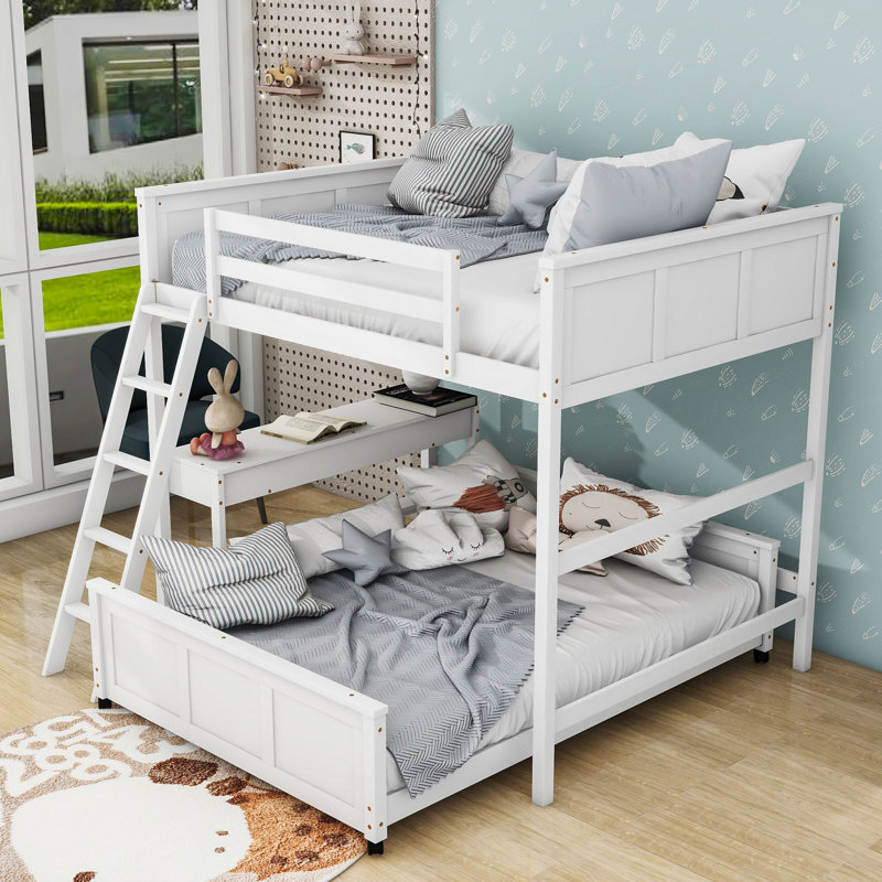 Jakavious Kids Bunk Bed with Drawers, Full Over Full, White
