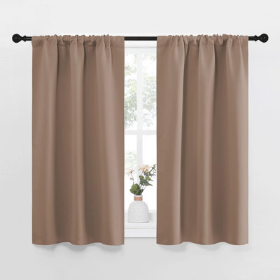 RV Blackout Curtains for Camper Windows, Window Treatment Thermal Insulated Rod Pocket Small Blackout Draperies/Drapes for Bedroom, Kitchen (Cappuccino, Set of 2)