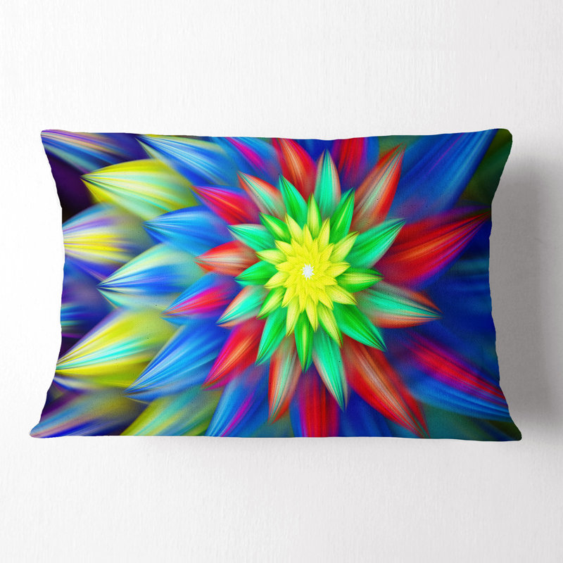 Danse florale d’un coussin lombaire à fleurs brillantes, Bleu