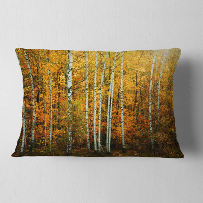 Yellow Colorful Autumn Forest - Forest Printed Throw Pillow