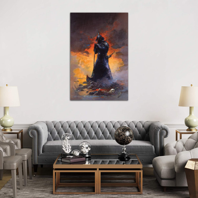Death Dealer III by Frank Frazetta - Painting on Canvas, No Frame, 66.04 cm H x 45.72 cm W x 1.91 cm D