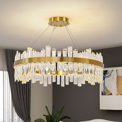 Lustre moderne à intensité variable en cristal K9
