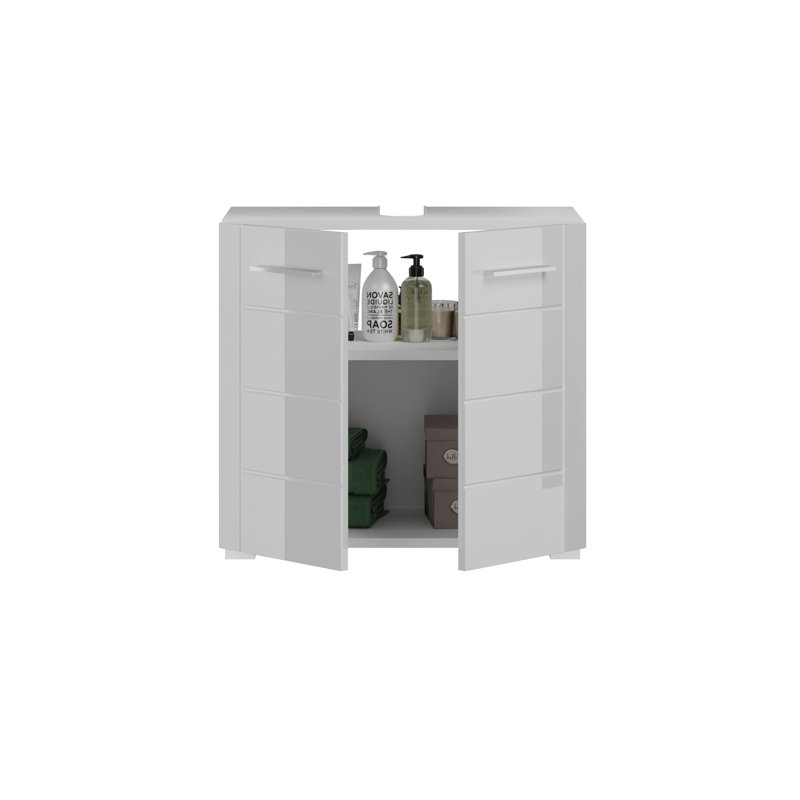 Walbourne 60cm Bathroom Vanity Base Only in White High Gloss