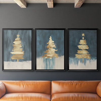 Christmas Holiday Art CXCV - Toile tendue avec châssis sur mesure - 3 pièces