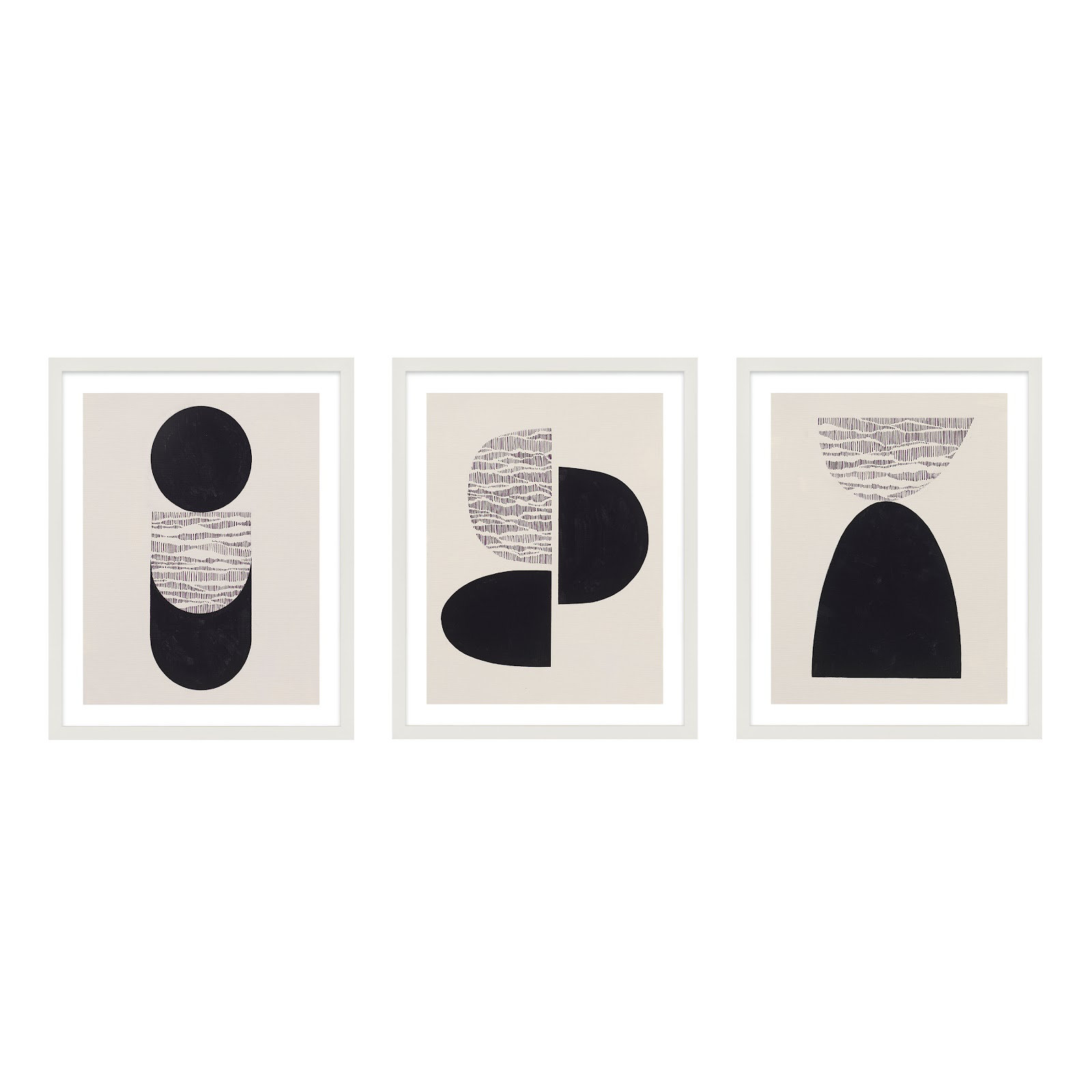 Peripheries, Set Of 3 by Lee Lessem, White Framed, 24" W x 30" H
