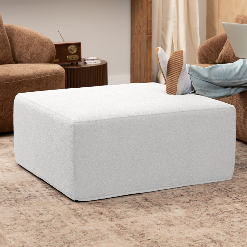 Repose-pieds surdimensionné Jaxx Fairlie Couch, Fausse fourrure blanche Boucle