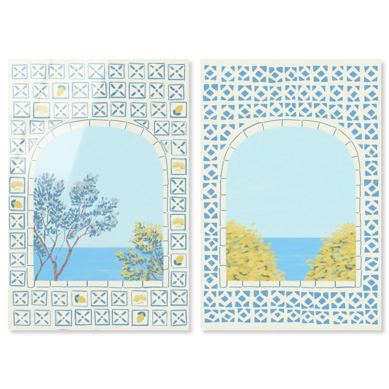 Mediterranean window set High-Gloss Frameless Acrylic Glass Wall Art Nautical & Beach Print by Oliver Gal, Ready to Hang, 10 x 15