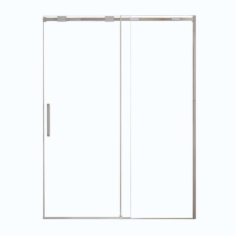 56-60"W x74"H Semi-Frame Single Sliding Shower Door,304 Stainless Steelin Polished Chrome finish,5/16" (8mm) Thick SGCC Tempered Clear Glass,Type C Wrapped Guide Rail Anti-derailment Pulley