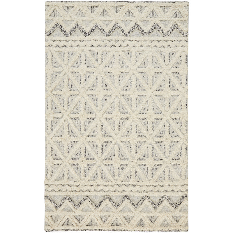 Jabree Hand Tufted Wool Geometric Indoor Rug, Rectangle 2' x 3'