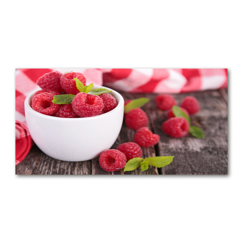 Raspberries In A Bowl - No Frame Print on Canvas