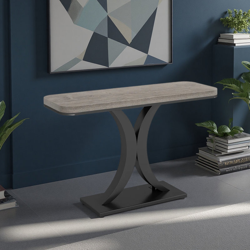 Compact Console Table,Modern Industrial Style Entryway Foyer Table,Sturdy Sofa Table