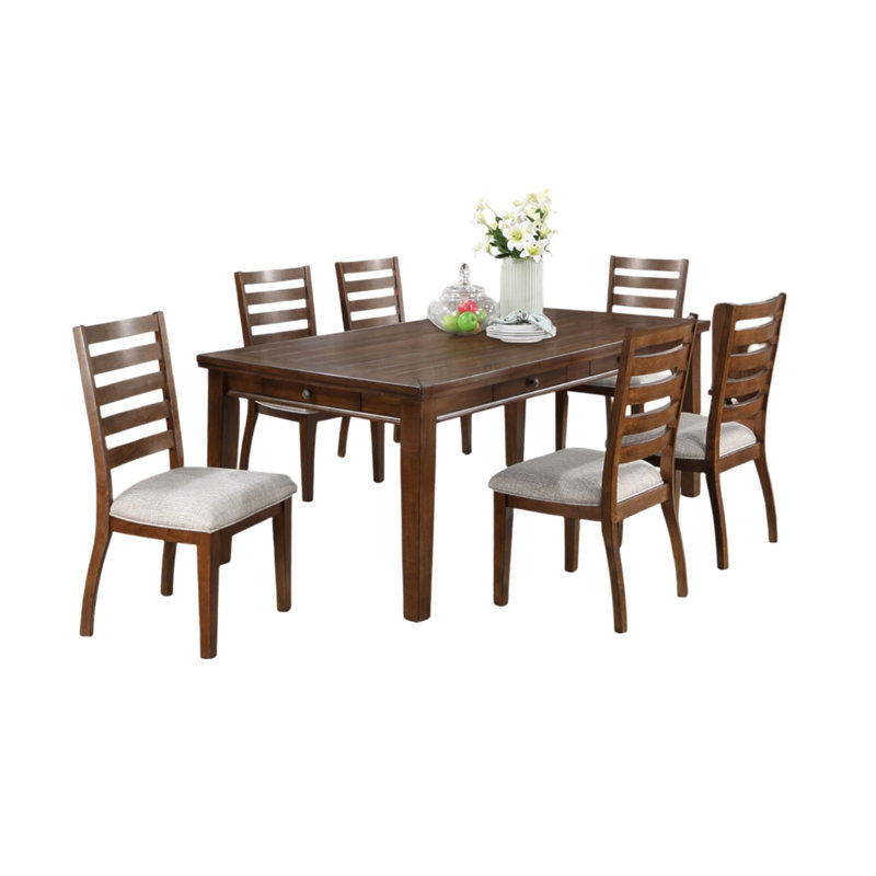 Contemporary Style 7Pc Dining Set, 30"H x 78"L x 42"W