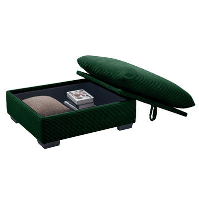 Corduroy Fabric Ottomans Footrest To Combine With 2 Seater Sofa, 3 Seater Sofa And 4 Seater Sofa, Green Corduroy