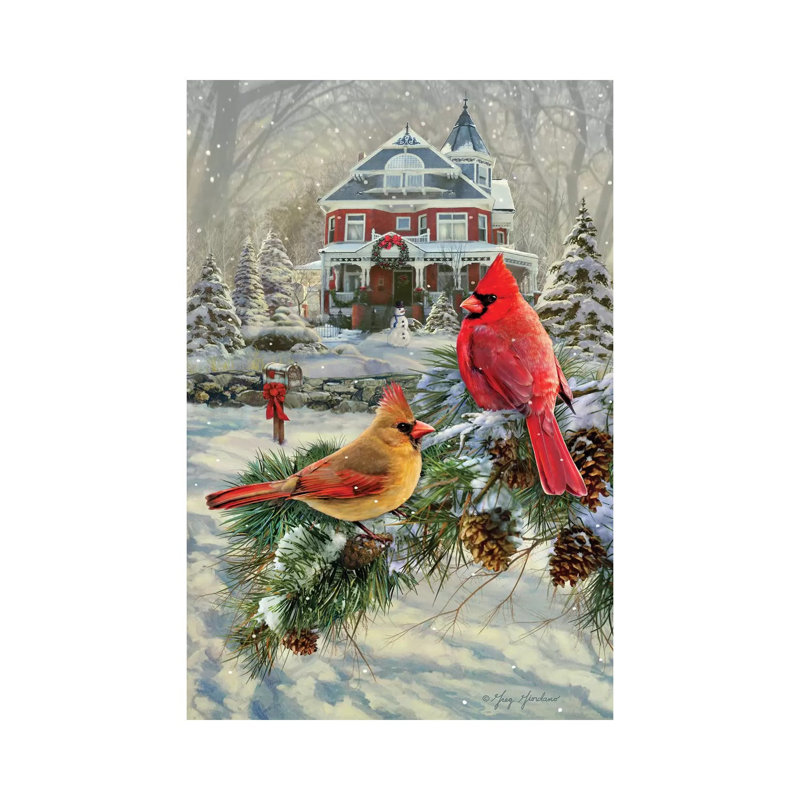 Cardinals And House by Greg & Company - Wrapped Canvas Print, 20.32 cm H x 30.48 cm W