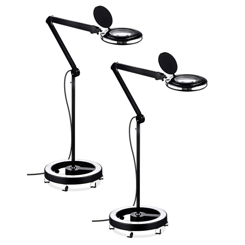 Lightview Pro Rolling 3 Diopter Magnifier Floor Lamp, Black