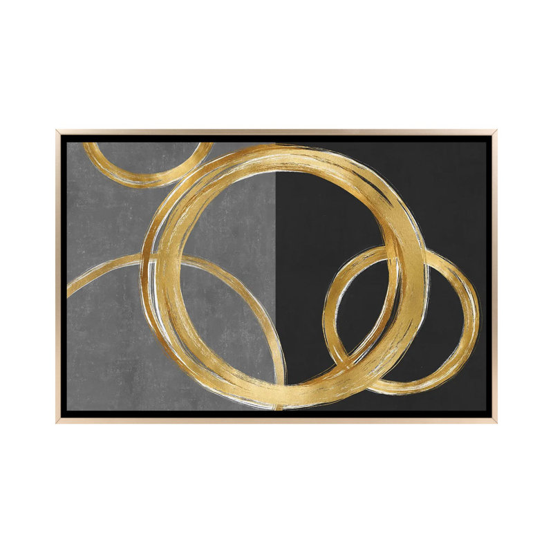 «Unity Gold on Black II», reproduction d'art murale encadrée, H 18 po x l 26 po, Champagne