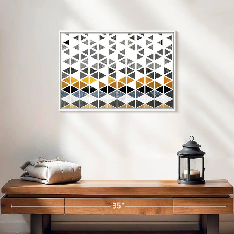 Triangle Geometric Patterns, Floating Frame White, 19" X 13"