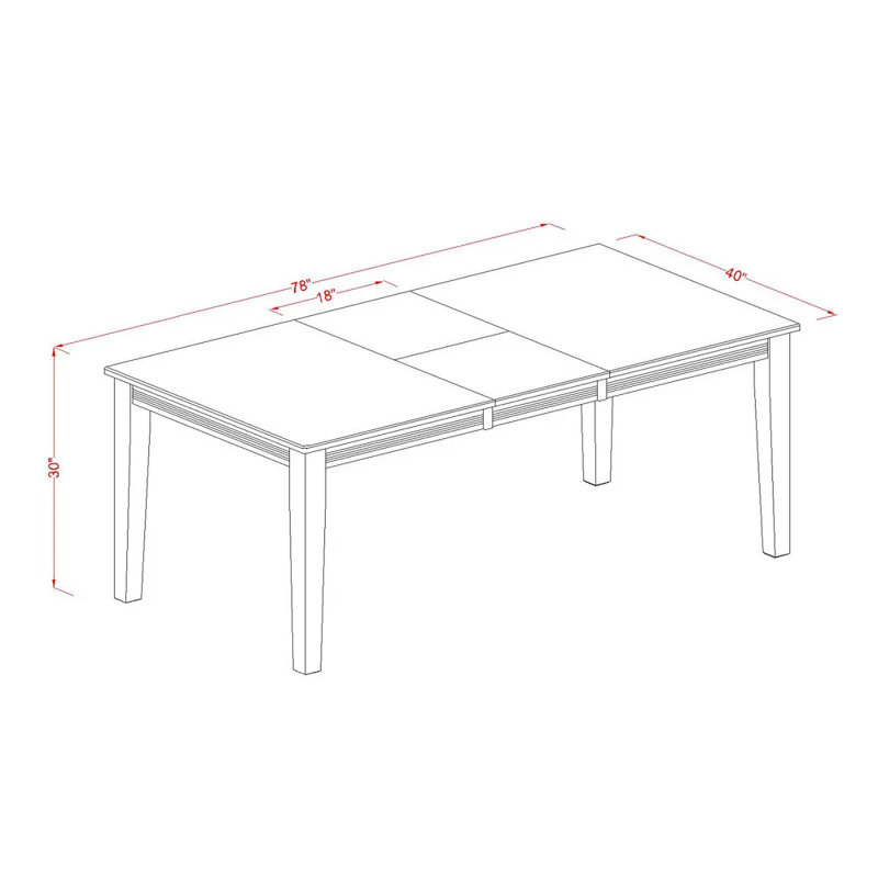Ensemble de table de salle à manger 7 pièces composé d'une table de salle à manger rectangulaire avec rallonge papillon et 6 chaises en bois