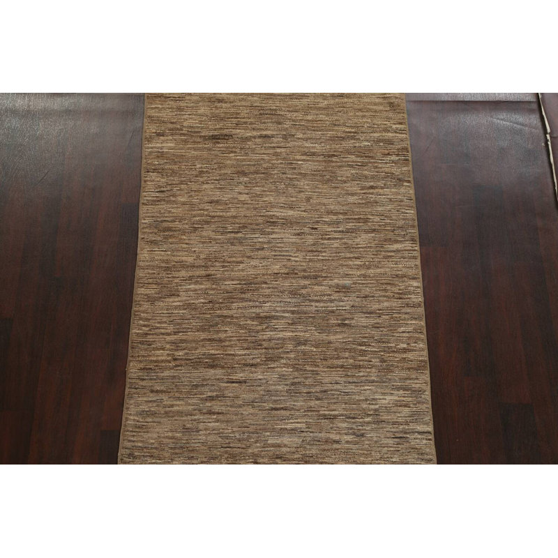 Tapis unique brun noué à la main 3 pi 10 po x 6 pi 7 po New Age