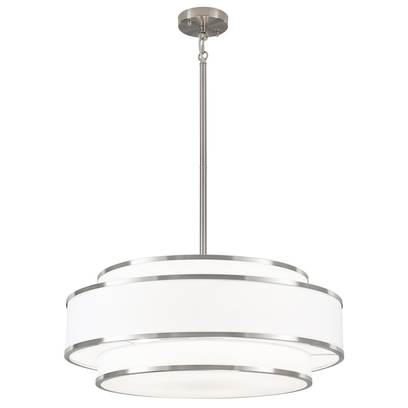 Lustre tambour moderne à 5 lumières 23,78 "à intensité variable, Nickel