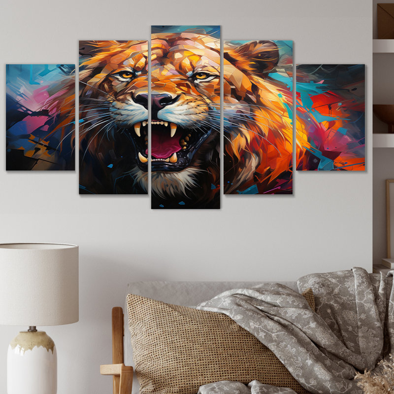 Durso - animaux, art mural, salon, 5 panneaux