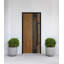 Porte avant en acier pré-suspendue à l'avant / deux en chêne naturel 6678 / entrée en métal peint moderne de l 36 po x H 80 po à gauche-98196302