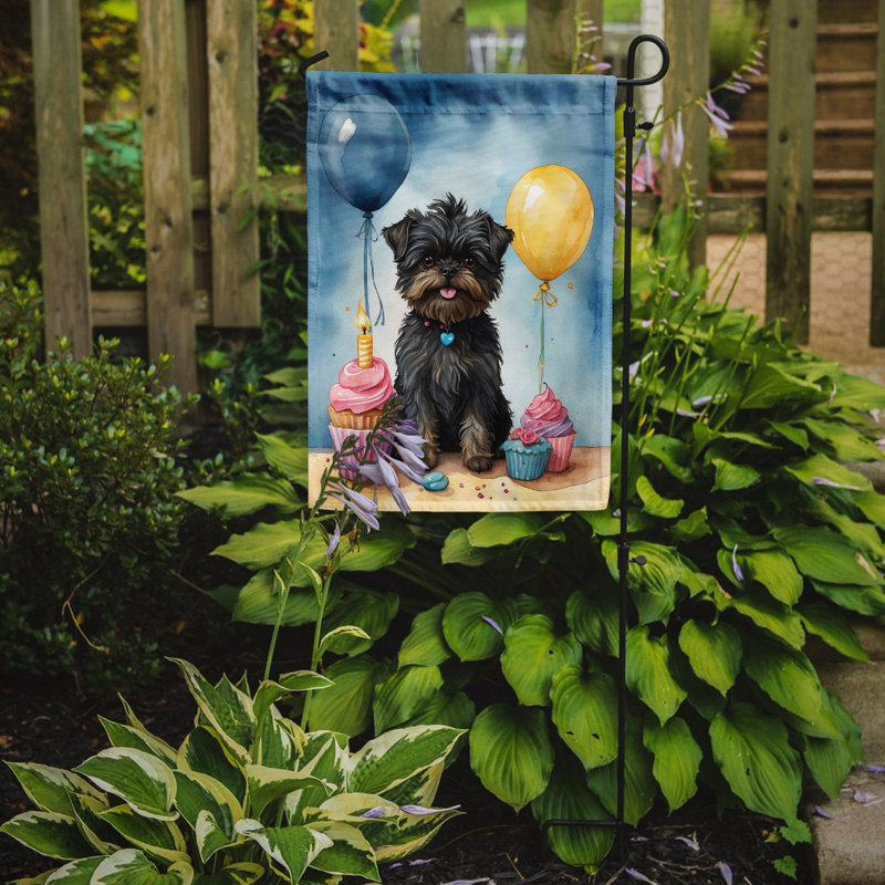Drapeau de jardin «Happy Birthday», Affenpinscher