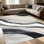 Tapis à motif aquarelle abstrait ondulé de ton neutre 1 pièce pour le salon, doux et confortable, adapté à toutes les saisons, facile à entretenir, lavable à la machine, tapis de ferme sous la table convenant à la salle à manger, la chambre à coucher, l'entrée, le bureau à domicile,