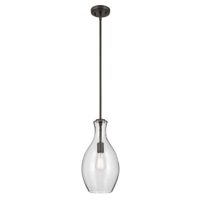17.75" 1-Light Bell Pendant with Clear Seeded Glass