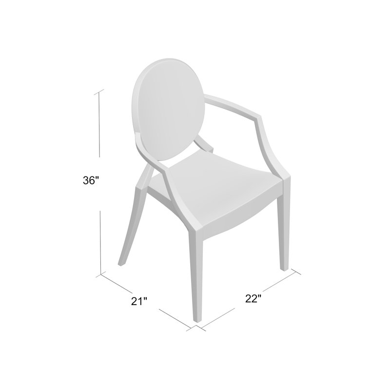 Ethereal Smoke Slim-Design Dining Armchair in Polycarbonate